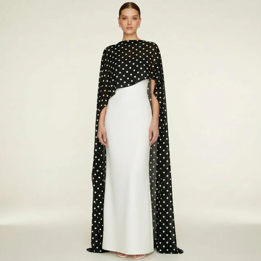 Women Chiffon Long Cape High Low Flowy Poncho Sheer Mesh Shawl and Wraps for Evening Dress Wedding Cover Up Capelet