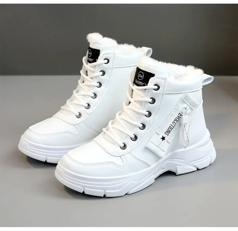 2025 New Winter Thick-soled Women Sneakers Warm Plus Velvet Cotton Shoes Large Size 42 Height-increasing Platform Women's Shoes