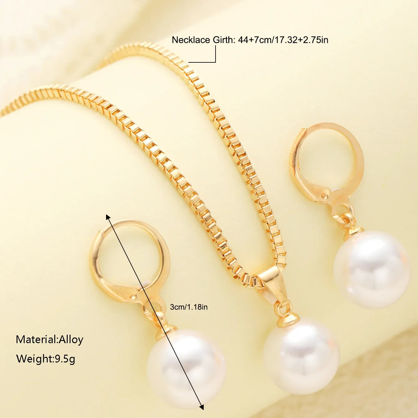 Stylish Pearl Jewelry Set for Women, Featuring Drop Earrings and Matching Necklace, Simple Elegant Everyday Wear and Party Acces