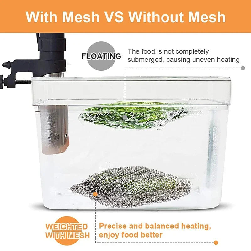 Stainless Steel Sink Weight Food Grade Sous Vide Mesh Immersion Cooking Bag To Keep Food Immersed  Sous Vide Cooking Accessorie