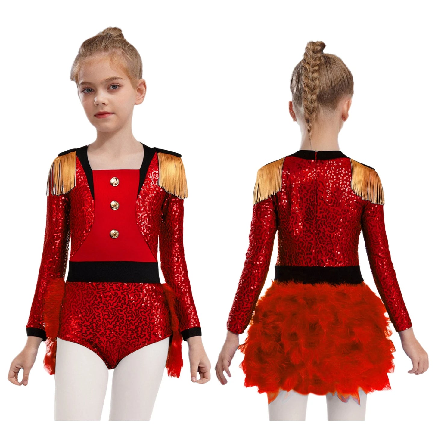 Halloween Costume Romper Circus Ringmaster Cosplay Carnival Party Shiny Sequins Leotard Dress Drum Majorette Magician Dress Up