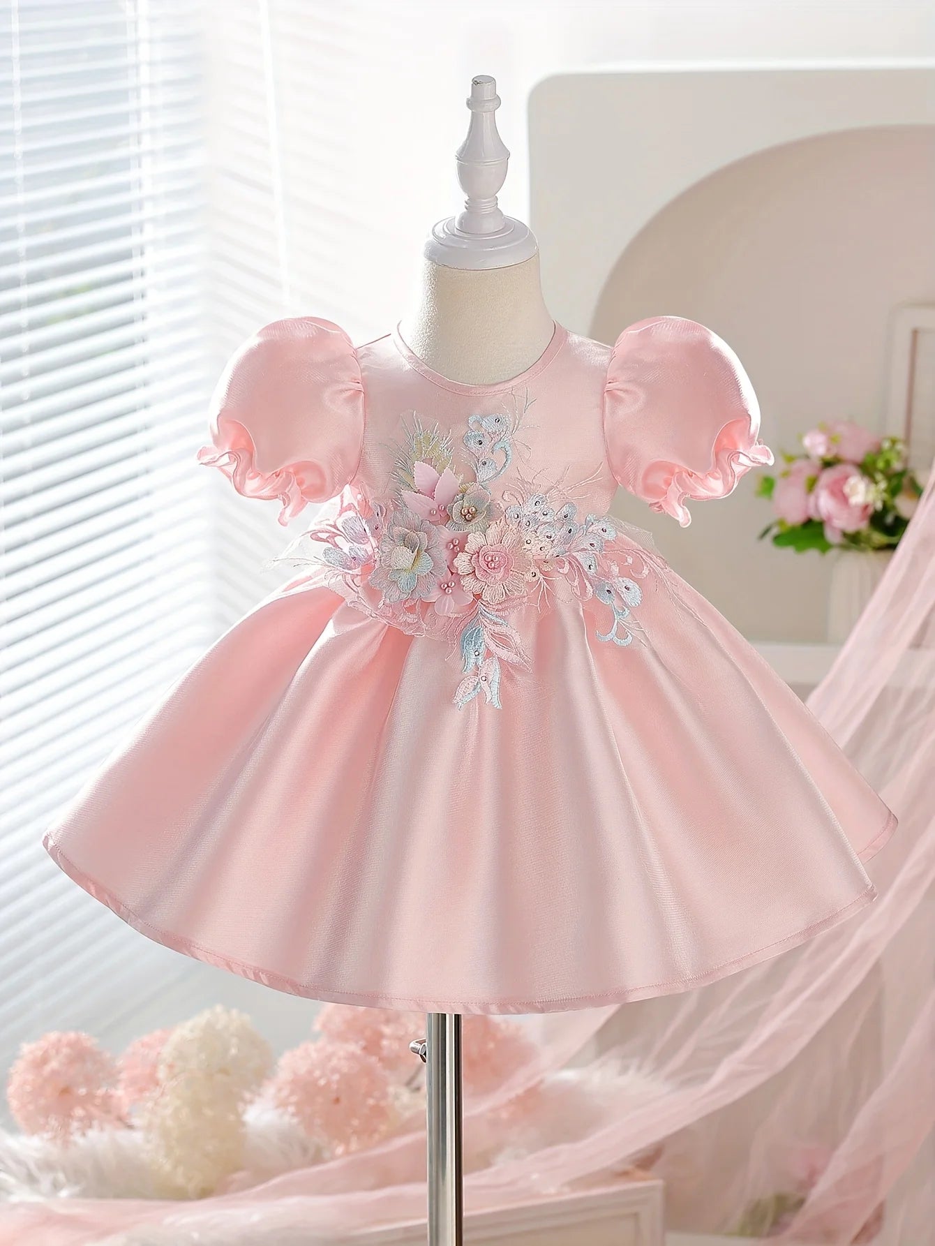 Baby Girl Summer Puffy Sleeve Princess Dress: For Outdoor Play, Cute Baby Must-have, Perfect for Birthdays & Valentine’s Gifts