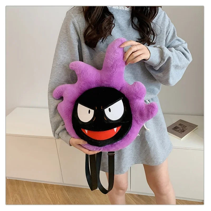 Japanese Style Plush Shoulder Bag Raichu Pikachu Eevee Psyduck Gengar Design Crossbody Backpack for Student Daily Outfit Gift