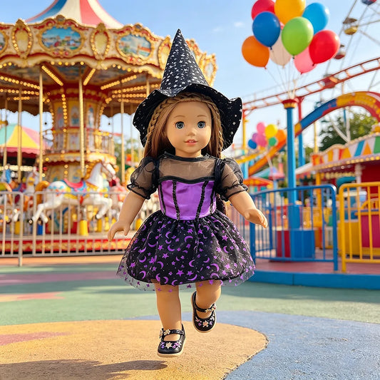 Halloween Doll Costume Outfit Suitable for 18 Inch Dolls. Doll Holiday Costume Set with Three Pieces and Doll Accessories