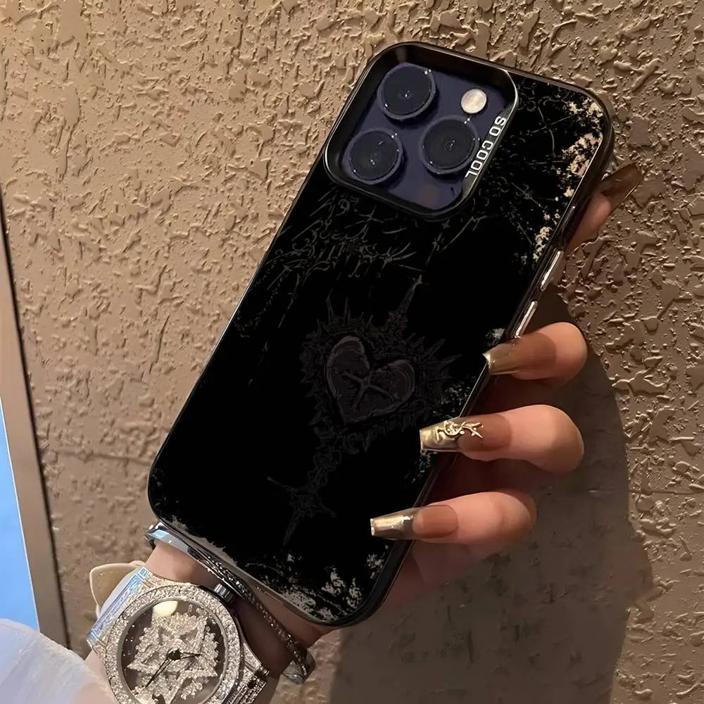 Vintage Gothic Cross Angel Pattern Design Protective Cover for iPhone 17 16 15 14 13 12 11 16E Series Pro Max Plus