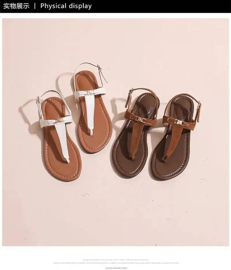 2025 Women's Shoes Fashion Daily Sandals Women Buckle Strap Flat With Outdoor Open Toe Female Shoe