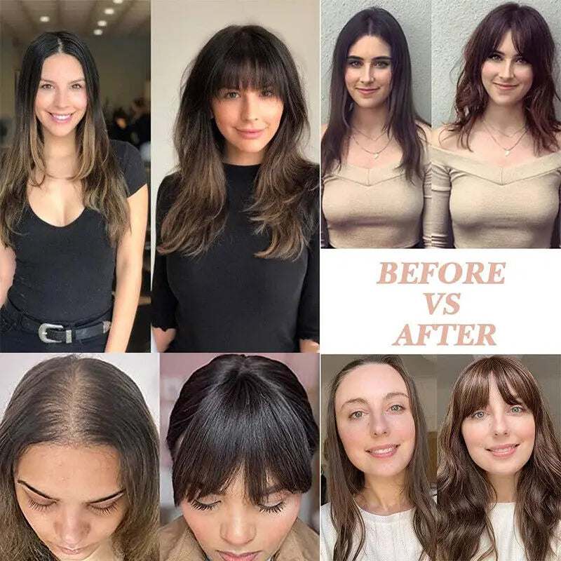 Women Hair Topper 100% Human Hair With Fringe Lace Mechanism Middle Part | 8x12cm 12inch Job Interview Ready