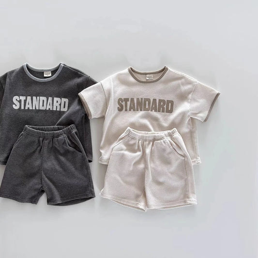 2025 Summer New Baby Short Sleeve Casual Sports Clothes Set Infant Girl Letter Print T Shirts + Shorts 2pcs Suit Toddler Outfits