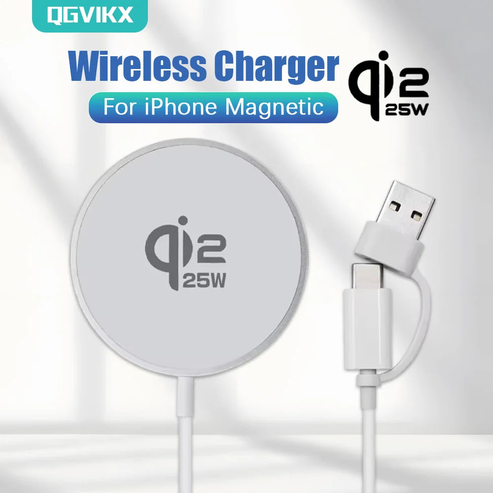 Qi2.2 25W Wireless Charger Magnetic Wireless Charging Station for IPhone 17 16 15 14 13 12 Pro Max Airpods with Type-C Cable