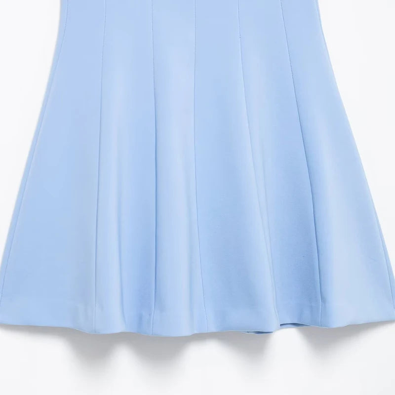 HXAO Bow Short Dresses for Women Blue Thin Straps Backless Sleeveless Women's Dresses Casual Sexy Lady Dress Elegant Party Dress