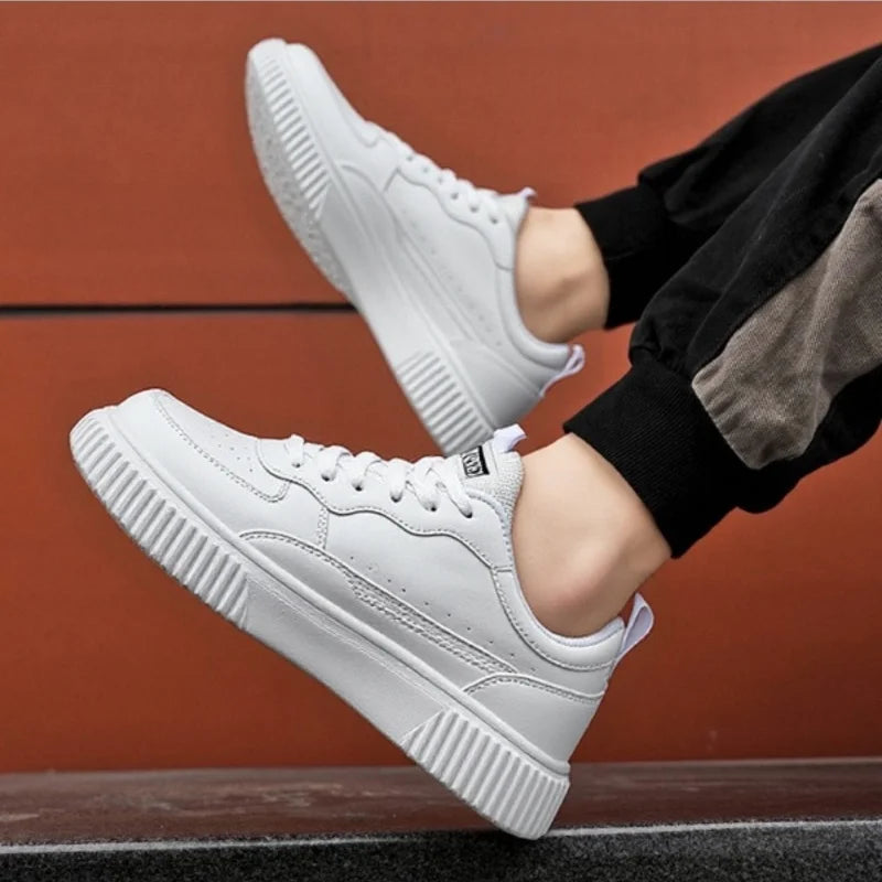 YRZL Fashion Leather Men Casual Shoes Lightweight Running Shoes Platform White Sneakers Outdoor Breathable Sport Shoes Shoes