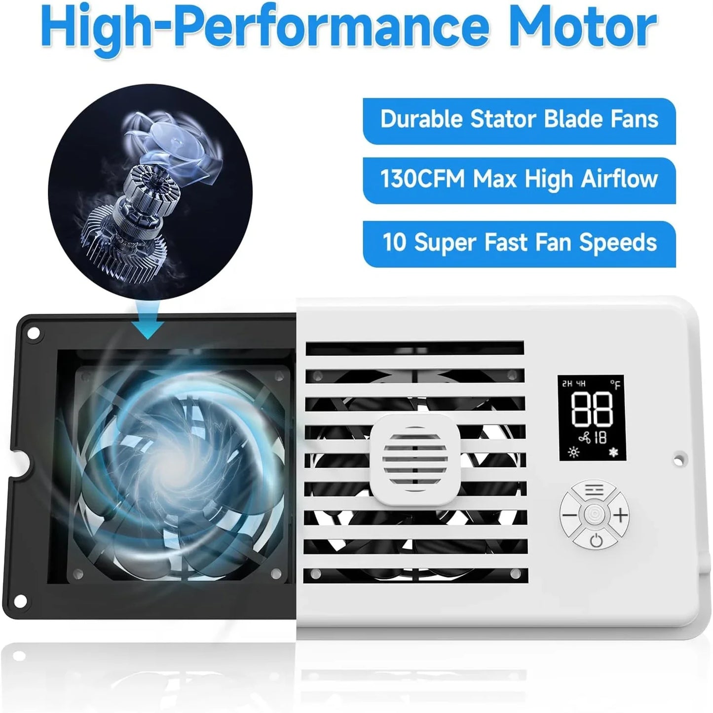 Register Booster Fan 4*10/4*12Inch Smart Heating Cooling AC Vent Fan With Remote Control & Thermostat Control Household Radiator