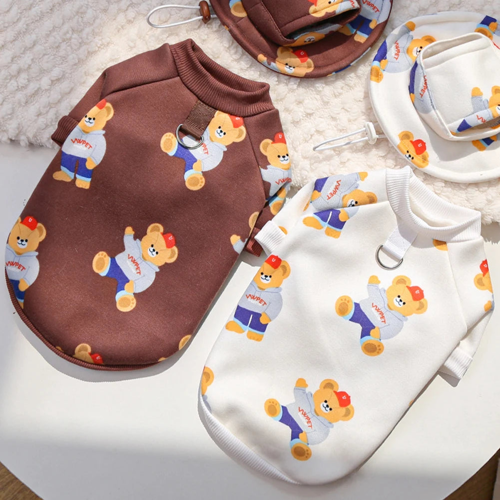 Universal 7.5-45kg Bear Patttern Pet Dog Cat T-shirt Cotton Dog Soft Breathable Clothes for French Bulldog Mediun Large Dogs
