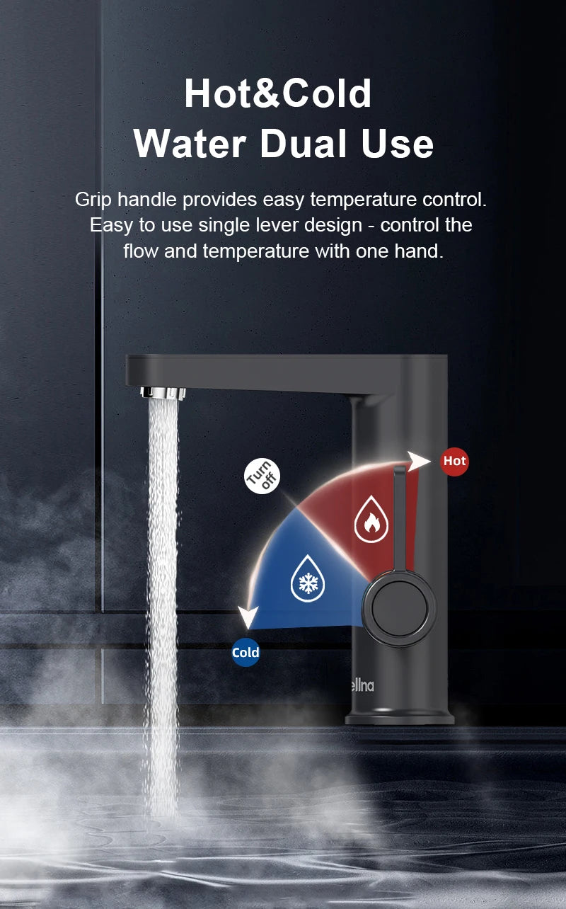 Briwellna Electric Water Heater Hot Water Faucet 2 in 1 Basin Tap Tankless Geyser 220V Instant Water Heater Faucet For Home
