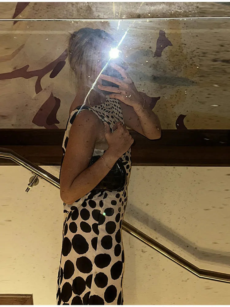 Stylish Classic Maxi Dress Polka Dots Chic Chic Elegant Women Dresses Refined Casual Party Trendy Retro Ladies Streetwear