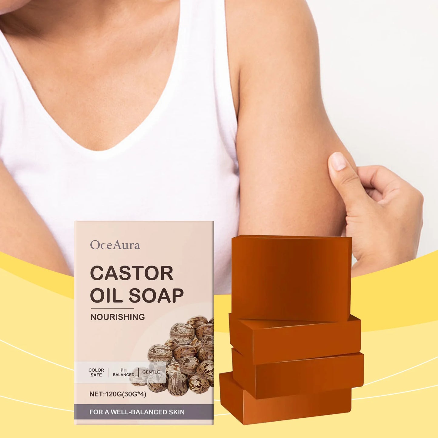 Castor Oil Soap Shampoo Bar Natural Hair Care Deep Moisturizer Scalp Treatmen Nourishing All Hair Types Travel Friendly Eco 120g
