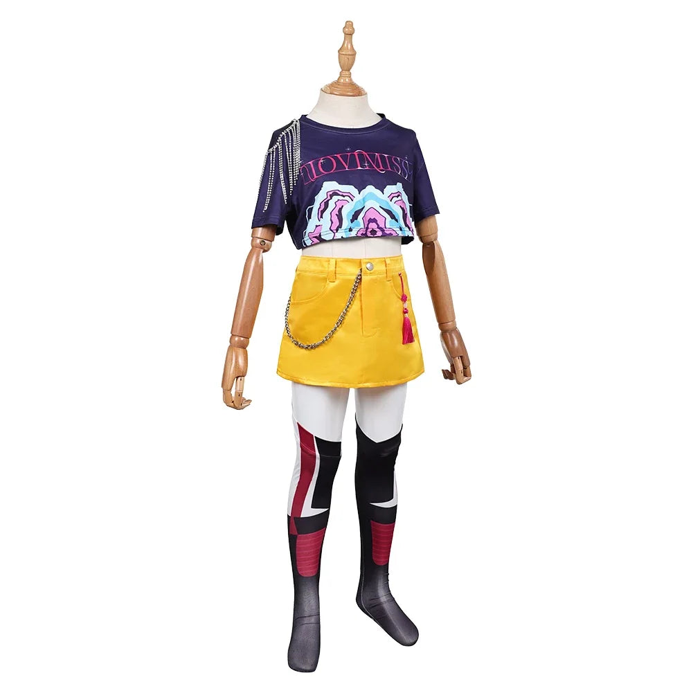 2025halloweenDémons enfants Mira Zoey Cosplay 2025 chasseurs Costume filles T-shirt jupe chaussettes tenues Roleplay Halloween