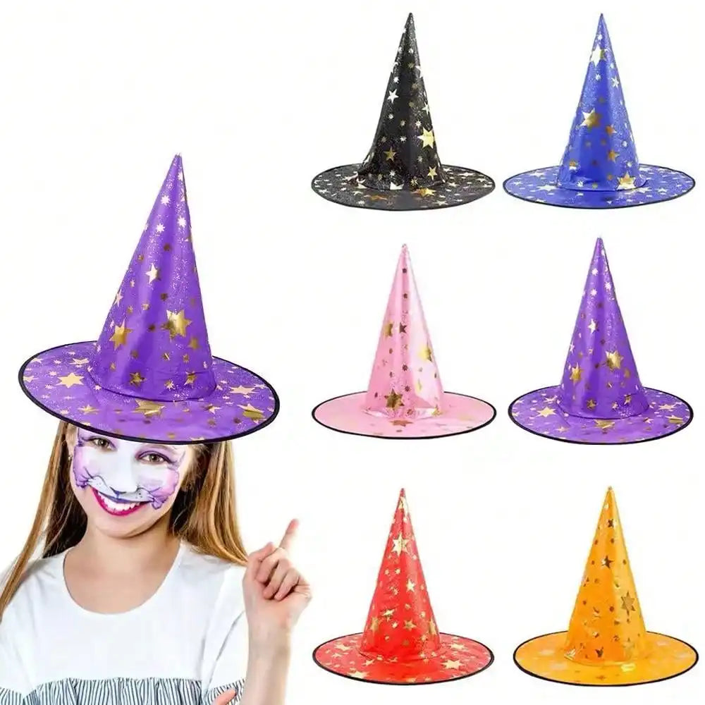 Halloween Witch Hats Masquerade Wizard Kids Hat Role Play Prop Cosplay Costume Home Decoration Dress Up Headgear Party Decor