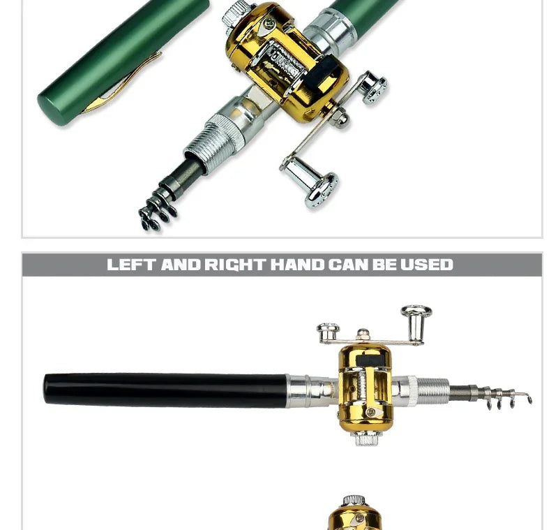 [Fish Rod+Reel+Line+Accessories] Pocket Fishing Rod Reel Full Kit Telescopic Mini Fishing Pole Pen Shape Folded Fishing Rod Kit