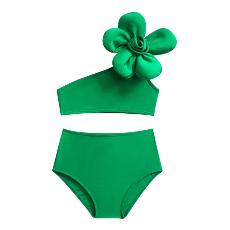 Baby Bikini Girls Sleeveless Swimsuit Set Cute Flowers Fashion Swimwear Summer New Children Beach Sunny Beachwear Suit 3-12 Year