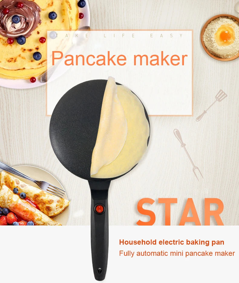 110V/220V Electric Crepe Maker Pie Baking Pan Non-stick Pancake Cooking Machine Chinese Spring Roll Pizza Griddle Cooker EU US