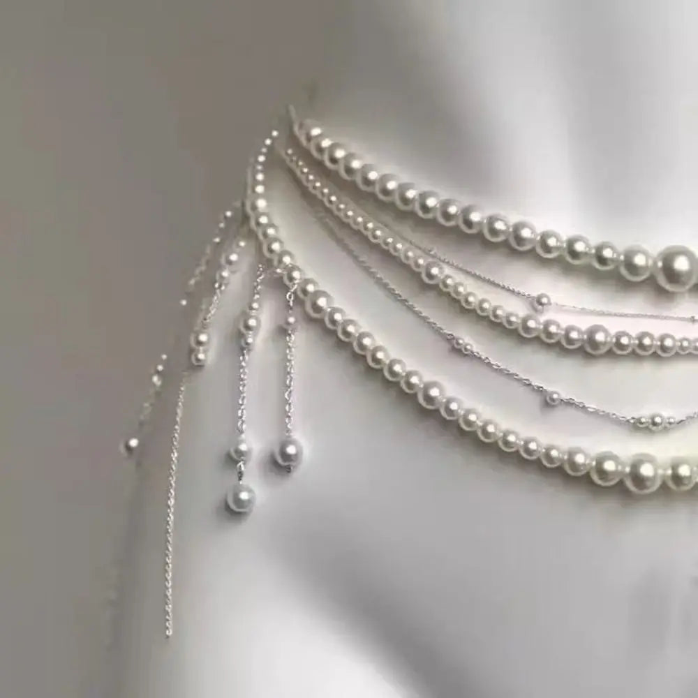 Fashion Elegant Pearl Waist Chains Versatile Waist Accessory Floral Belly Chain Boho Body Jewelry Women