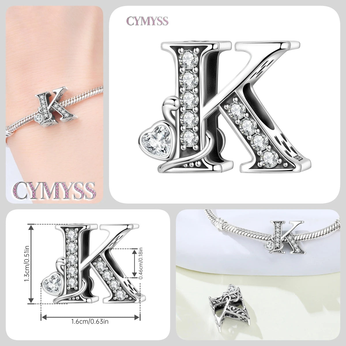2026 New 925 Sterling Silver Zircon Scroll Grass Pattern 26 Letter Bead Charms for Women Fit DIY Bracelet Necklace Jewelry Gift