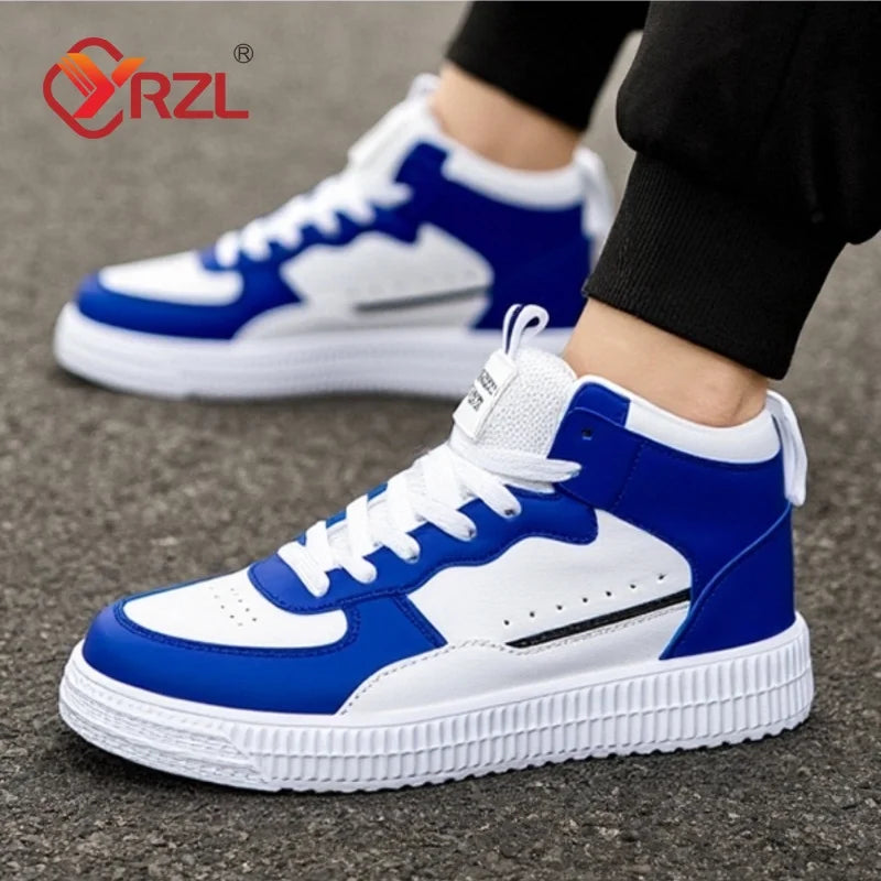 YRZL Casual Shoes for Men Sneakers Breathable PU Leather White Shoes Unisex Comfortable Walking Sport Shoes for Man