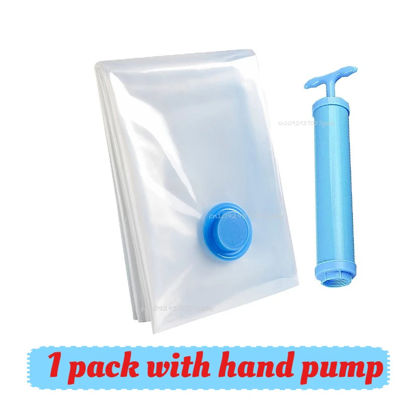 Vacuum Bag for Clothes, Air Vacuum Bag with Pump, Travel Essentials, Space Saver Bags for Comforters Blankets Storage Organizer