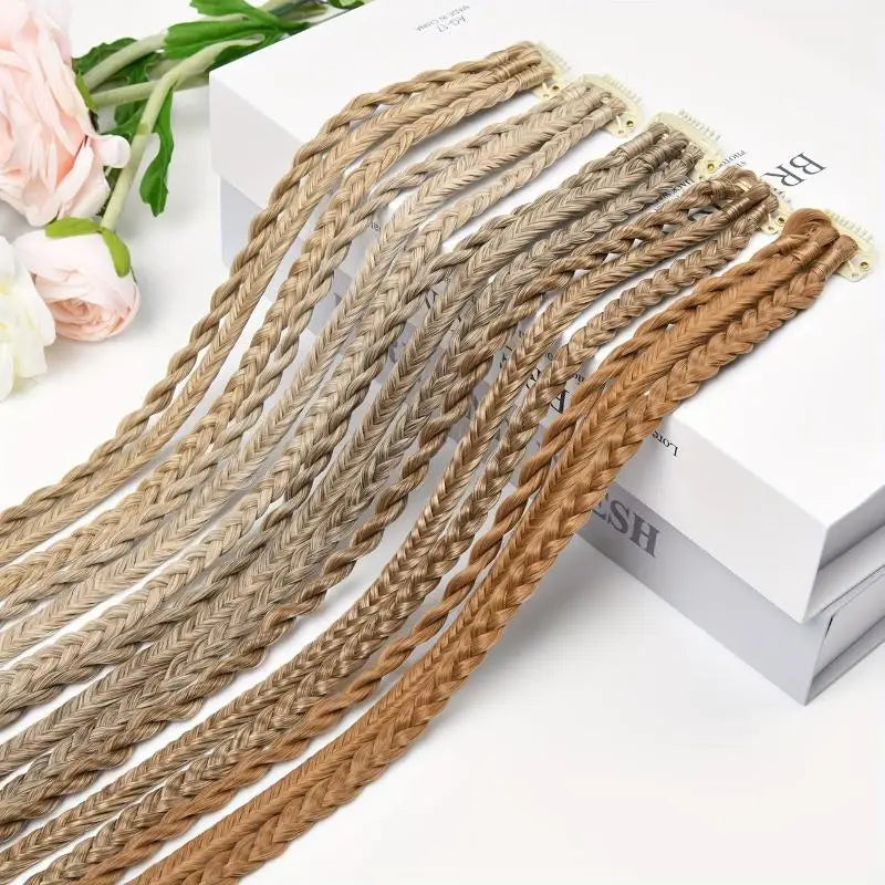 1Pairs Synthetic Wig Braids With Clip Boxing Braid Dreadlocks Clip In Hair Extension Dirty Braids Boxer Braid Hair Pieces