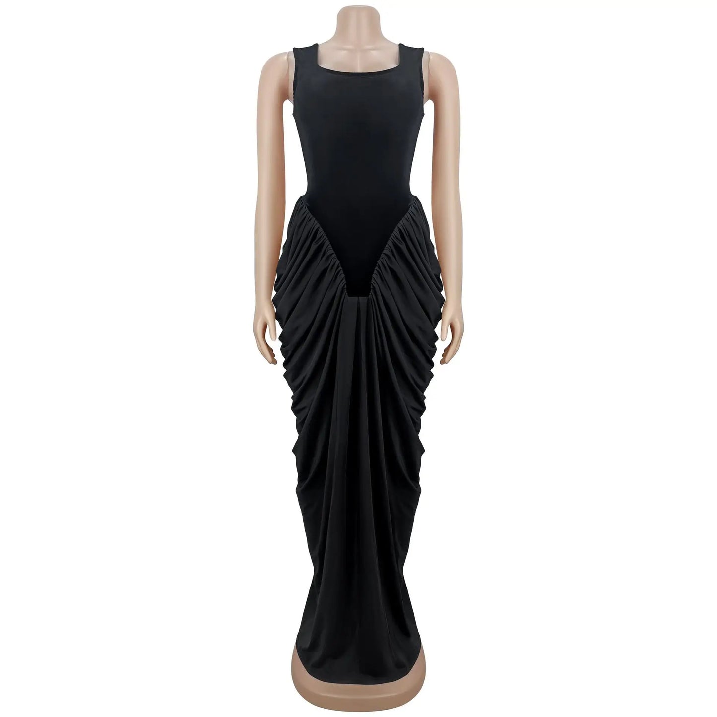 GLCMYAYA Women Velvet Stacked Ruched Sleeveless Bodycon Long Maxi Dresses 2026 Fall Party Trendy Birthday Evening Dress Vestidos