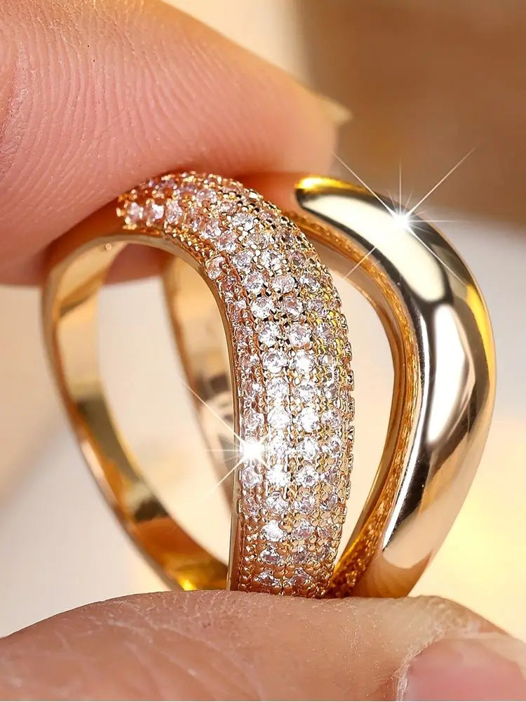 925 Sterling Silver Zircon Wave Shape Ring For Women Daily Wear Outfit Anniversary Engagement Party High Quality Fine Jewelry