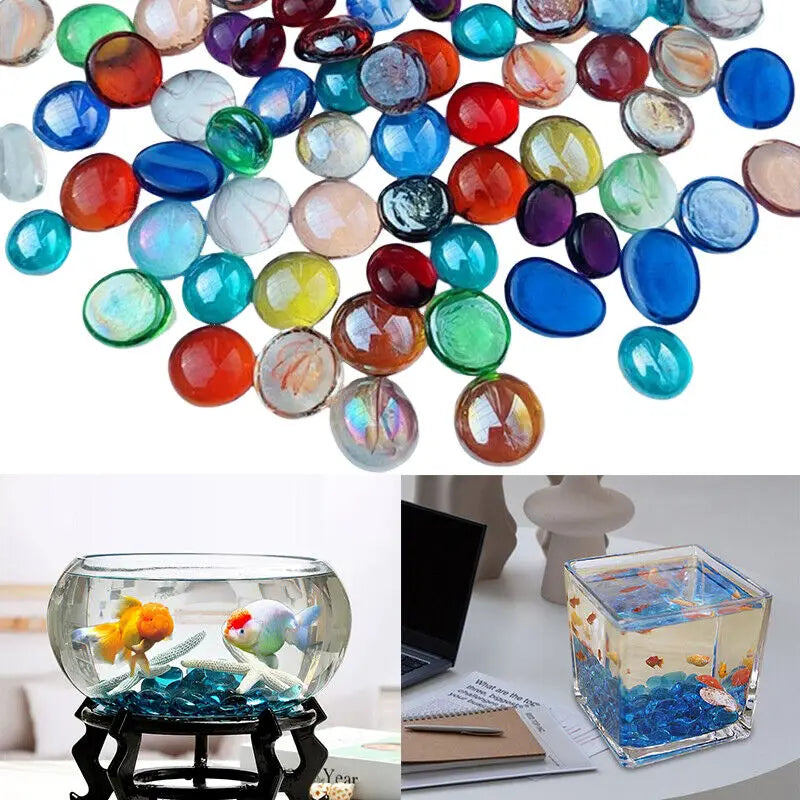 100% Natural Round Clear Quartz Crystal Bulk Tumbled Stone Mini Colourful Flat Stone Ornament Fish Tank Aquarium Decorations
