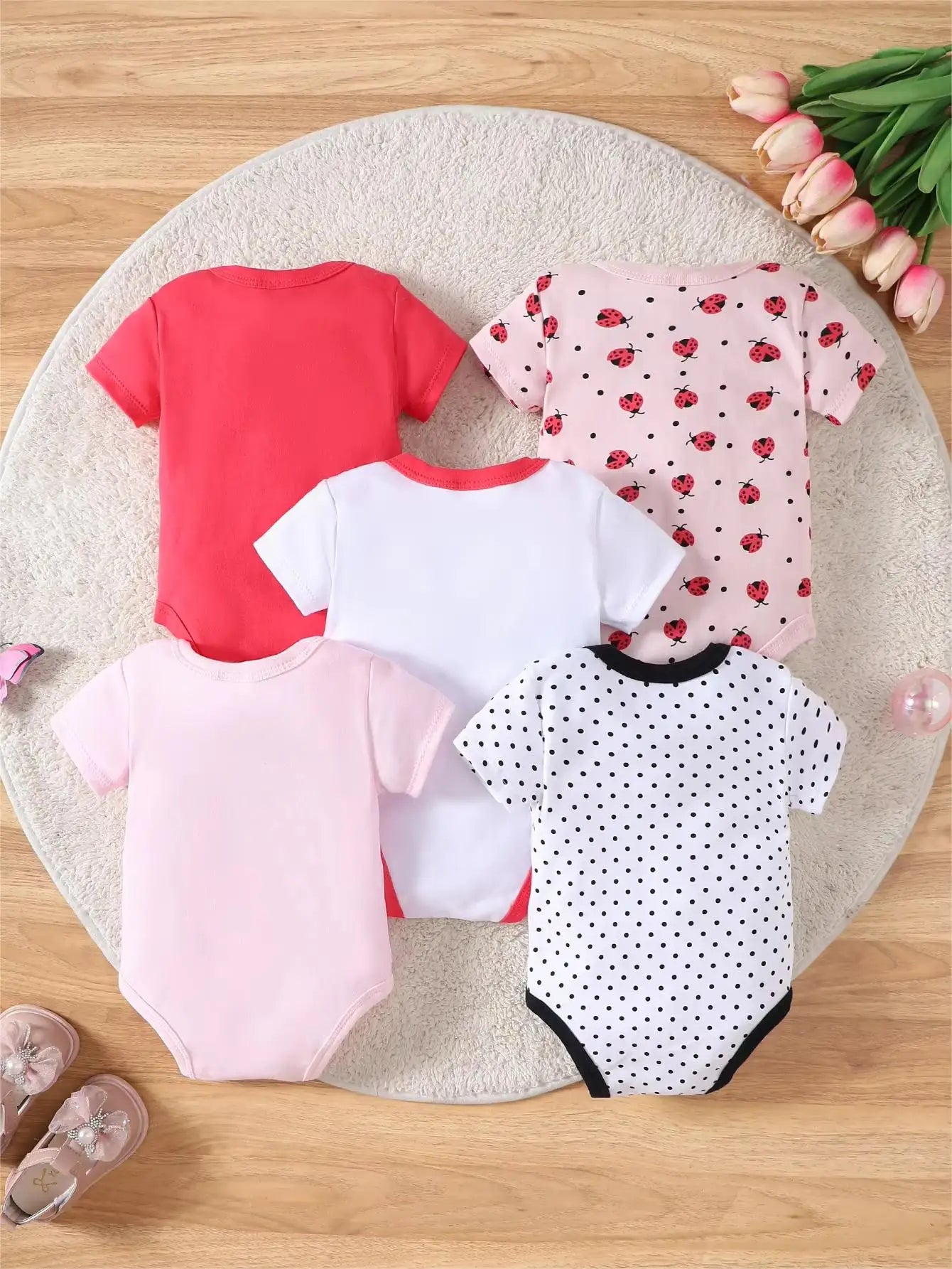 Baby girl clothes Baby girl onesie 5PCS summer Short-sleeved jumpsuit cotton fabric newborn baby clothes 0-12 months