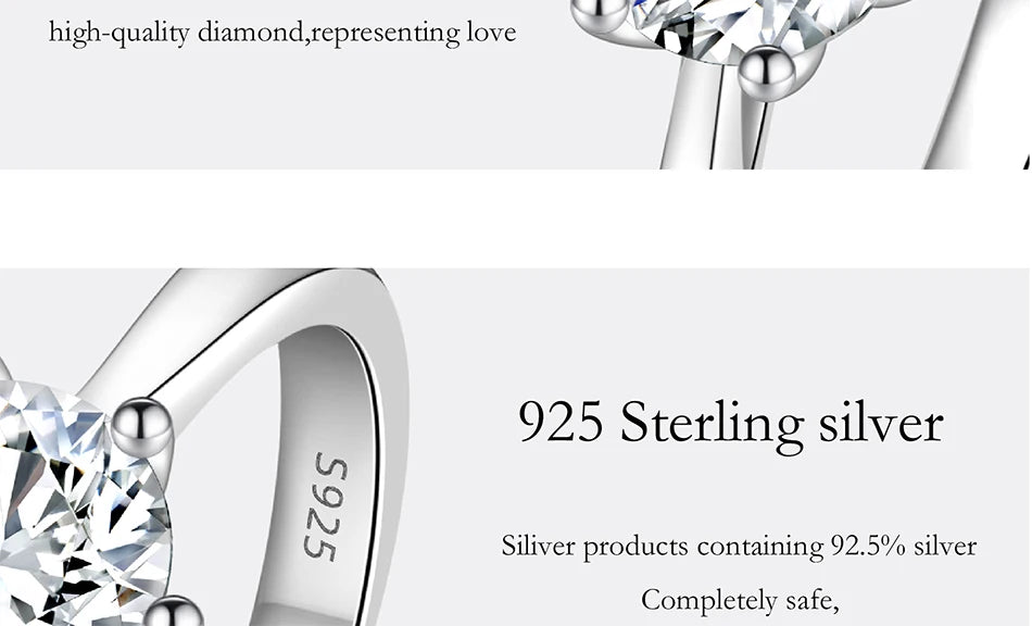 PERMANY 0.3-2CT Moissanite Ring for Women S925 Pure Silver Classic Six Claw Laboratory Diamond Wedding Ring Fashion Jewelry