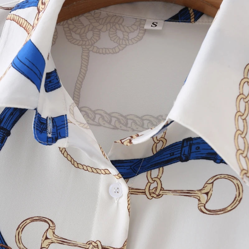 Women's Shirt Dress 2023 Trendy Patchwork Vintage Spot Print Shirt Fall Out Office Dress Loose Casual Lapel Pocket S-5Xl