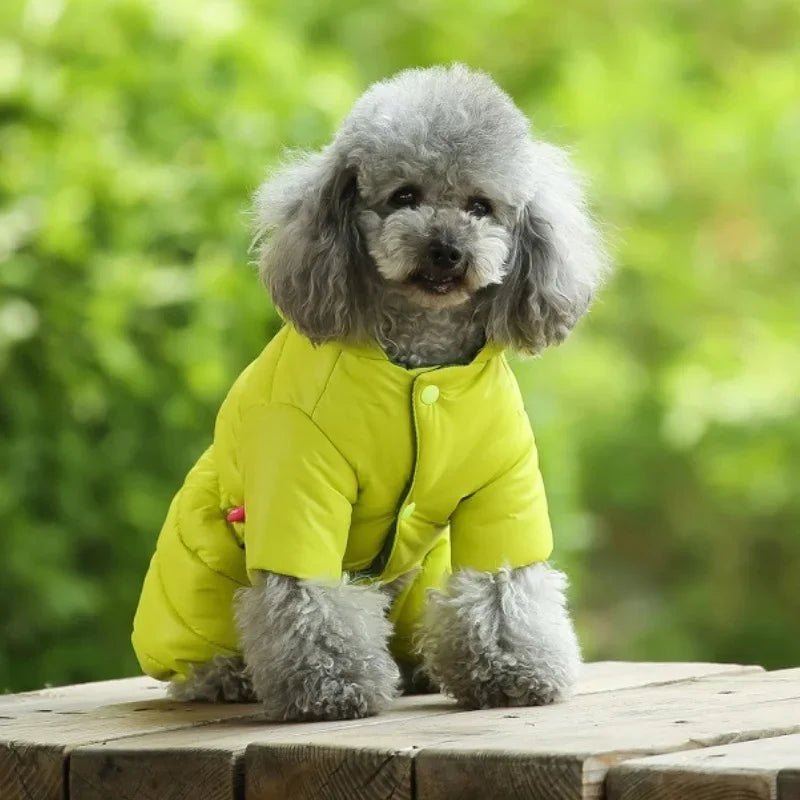 Winter Dog Jumpsuits Warm Soft Dog Clothes Padded Cotton Puppy Down Jacket Fashion Solid Cat Jumpsuit Coat Chihuahua Pet Clothes