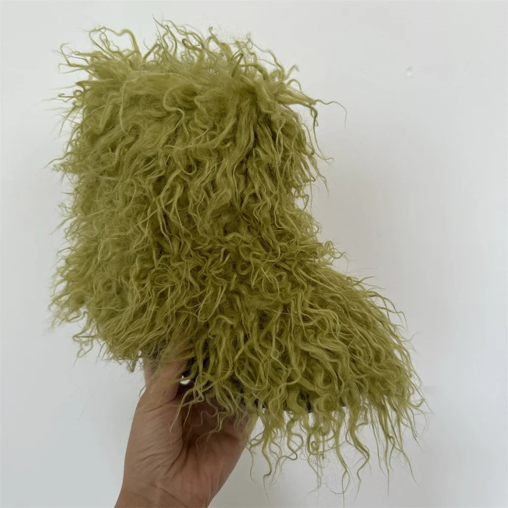 Y2K Kids Boots Winter Shoes New Faux Fur Toddler Girl Boots Fashion Colorful Fur Children Ankle Snow Boots Warm Shoes Girls