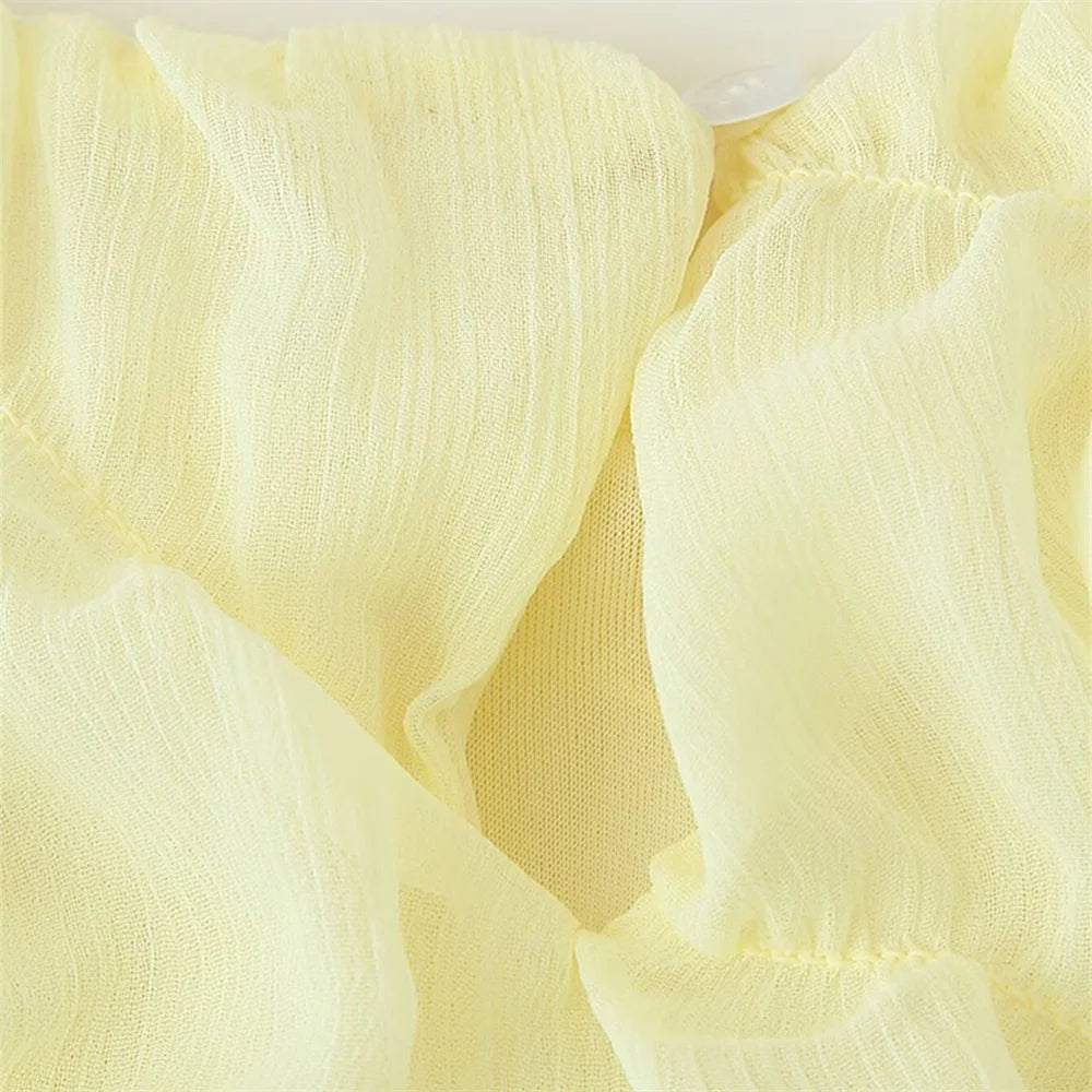 women's long sleeved mesh pleated loose casual dress summer new product solid color temperament long skirt