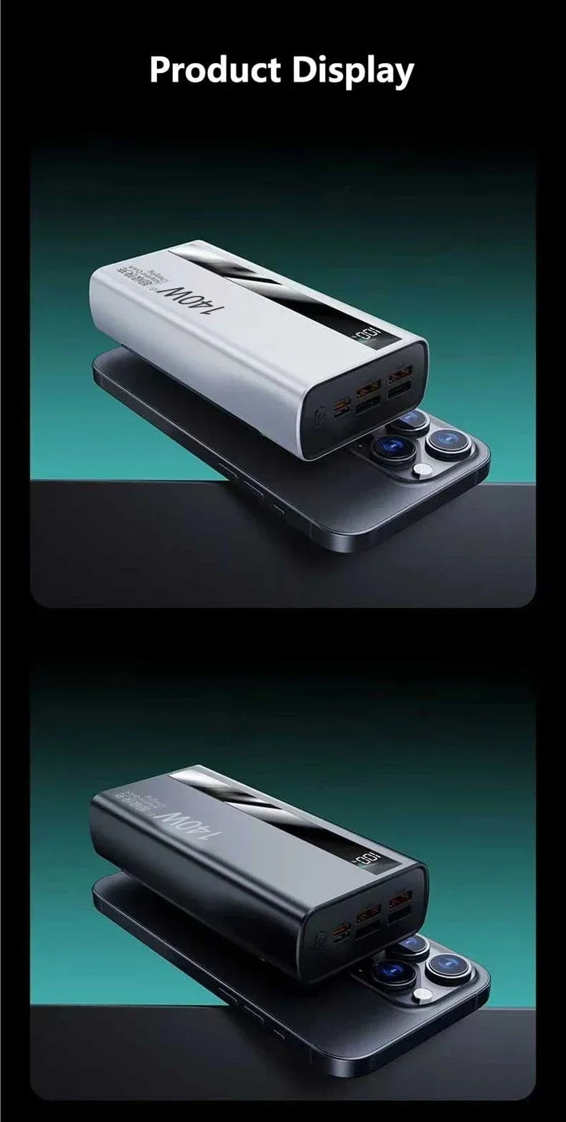 Lenovo CCC 500000mAh 140W Powerbank Super Fast Charging Portable Battery Charger Ultra Capacity LED Digital Display