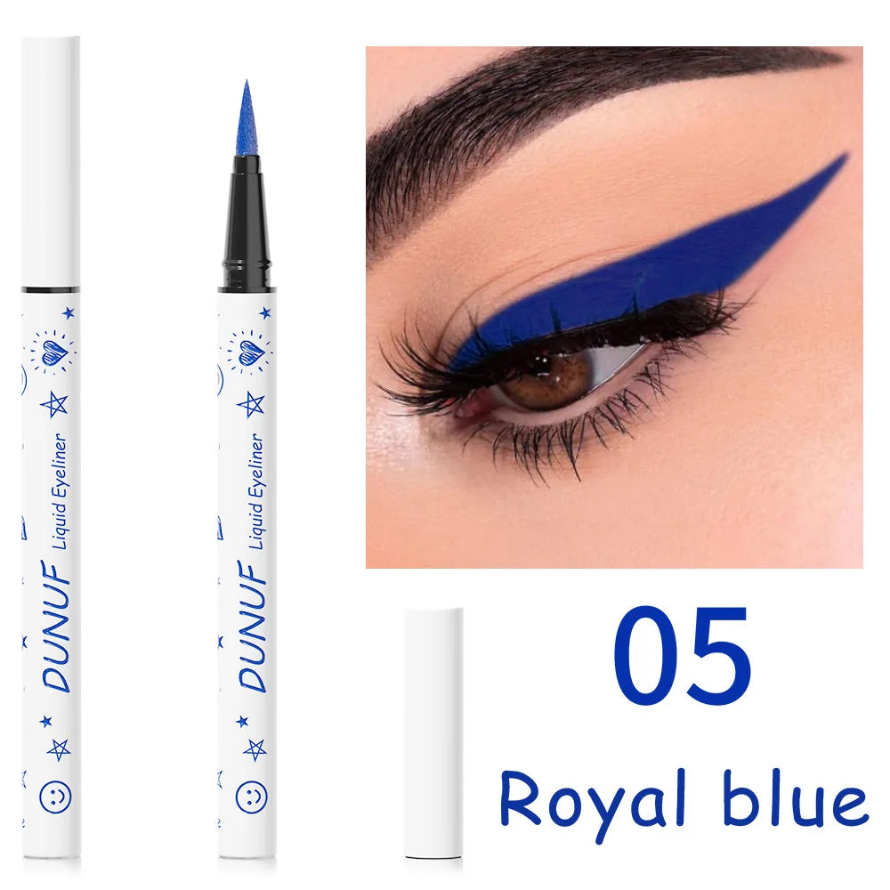 DUNUF New 12 Color Ultra-fine Matte Colorful Liquid Eyeliner Pencil Waterproof Lasting Makeup Eye Liner Pen Black Brown Cosmetic