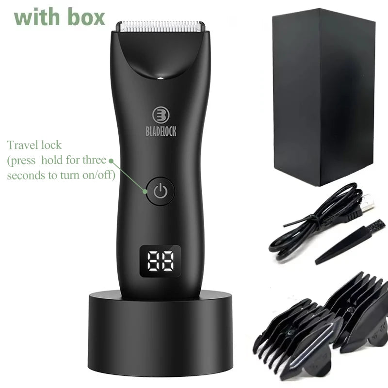 Men's Electric Groin Hair Trimmer Pubic Hair Trimmer Body Grooming Clipper for Men Bikini Epilator Rechargeable Shaver Razor