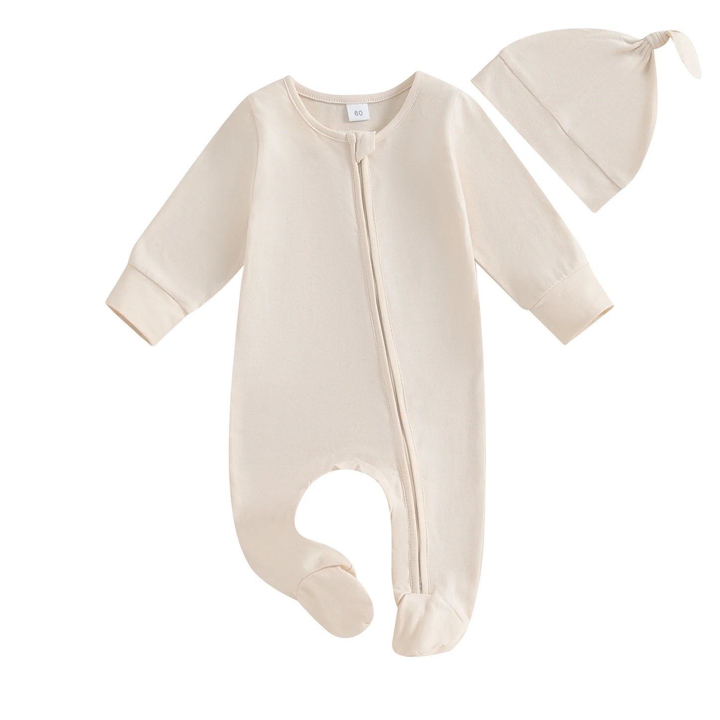 ma&baby 0-6M Newborn Infant Baby Boy Girl Jumpsuit Soft Long Sleeve Zipper Romper + Hat  Fall Spring Baby Outfits Clothing