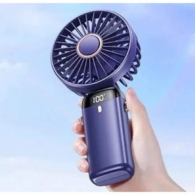 Portable Handheld Mini Fan Foldable Neck Hanging Fans 5 Speed USB Rechargeable Fan with Phone Stand and Display Screen 1800mAh