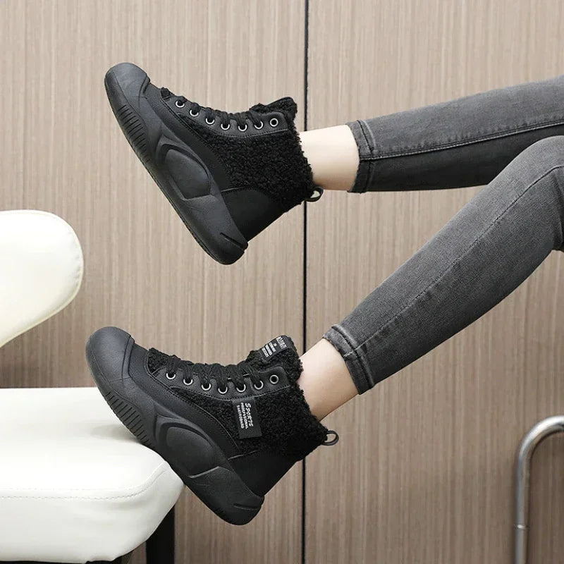 Women's Winter Sports Shoes Fashion Warm High Sneakers Woman Ankle Snow Boots Ladies Casual Sport Skateboard Safety Padded Shoes