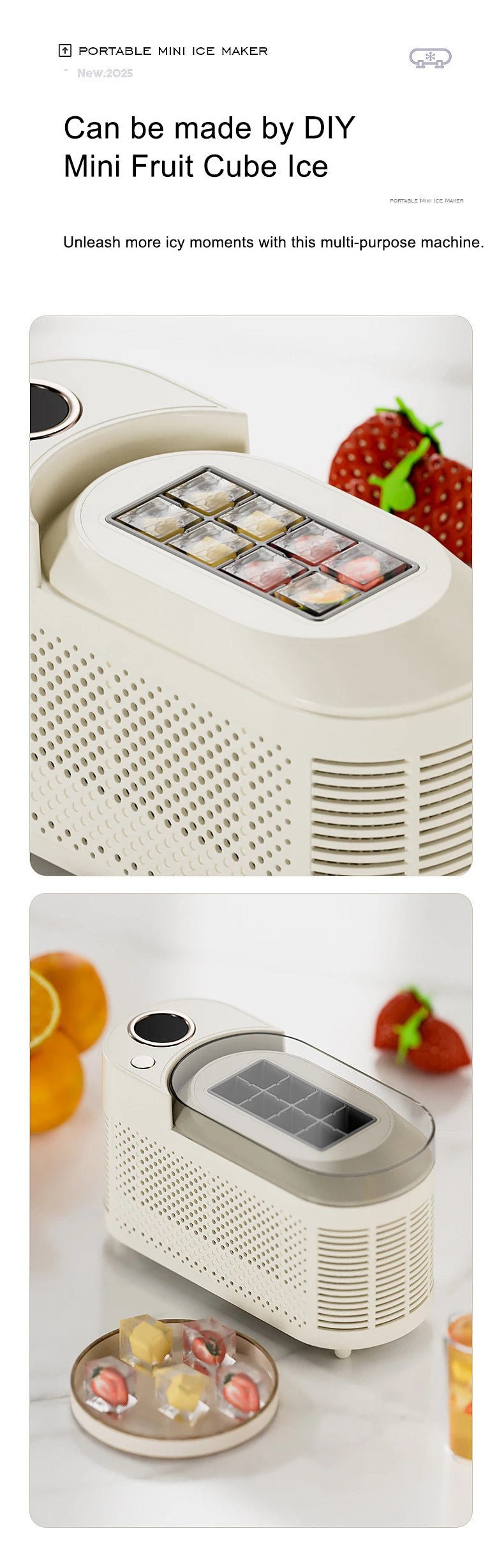 110V/220V Portable Small Ice Maker Mini Home Dormitory Office Camping 12V Car Cube Ice Automatic Ice Making Box Ice Machine