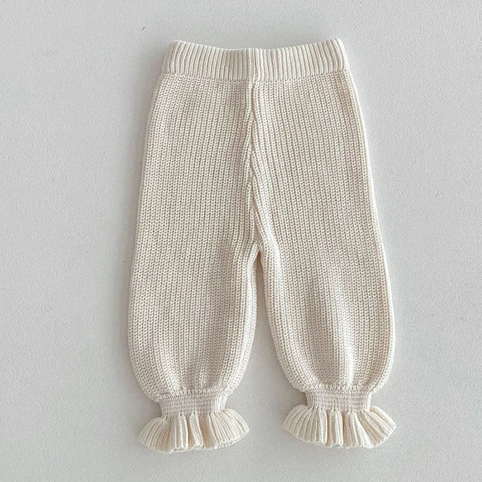 2024 New Autumn Toddler Baby Girl Knitting Clothes Suit Long Sleeved Solid Color Knitted Sweater+Pants Children Clothes Set