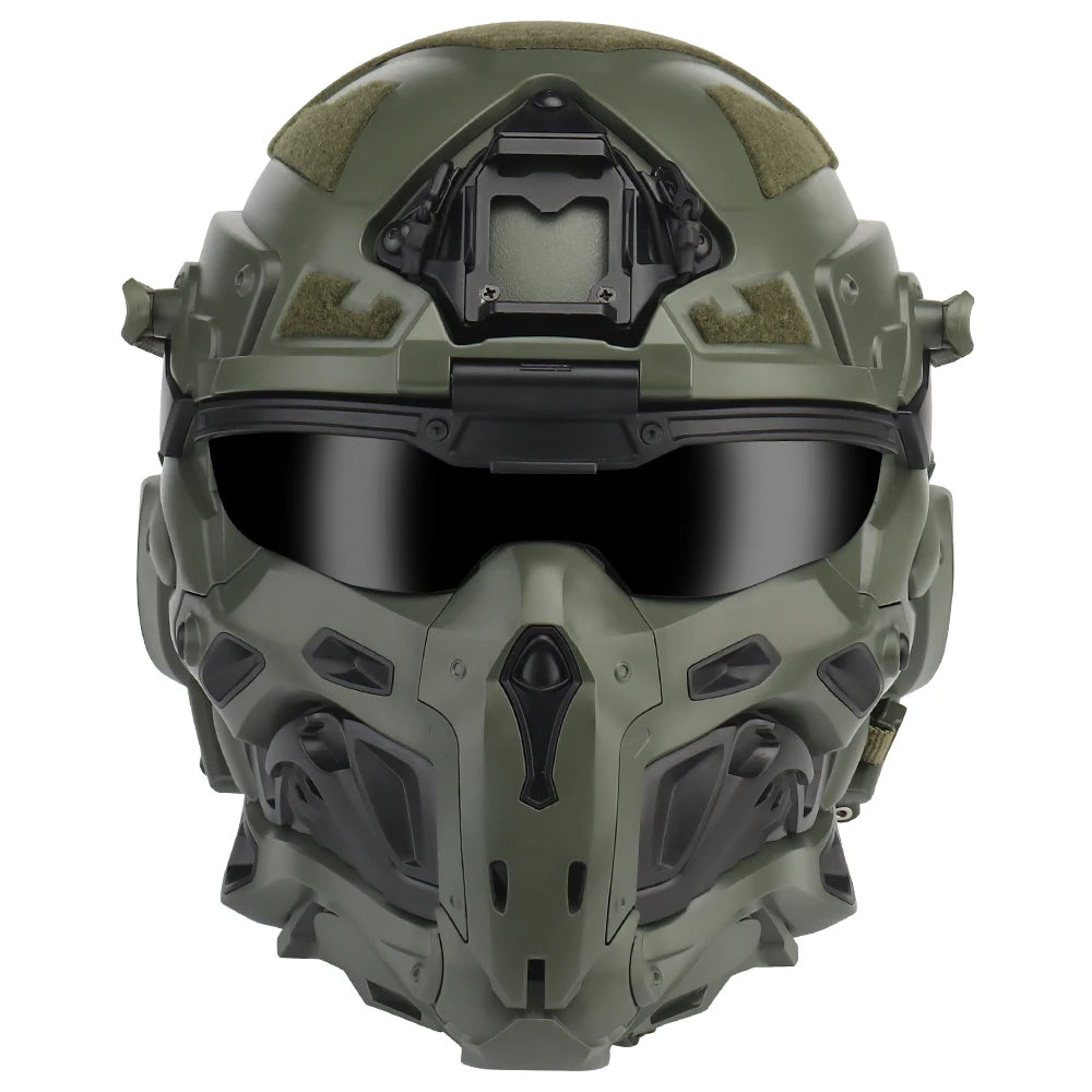 Militar Helmet FAST Helmet Built-in Communication Headset Anti-fog Fan W-Ronin Assault Helmet Detachable Mask Replacement Lens