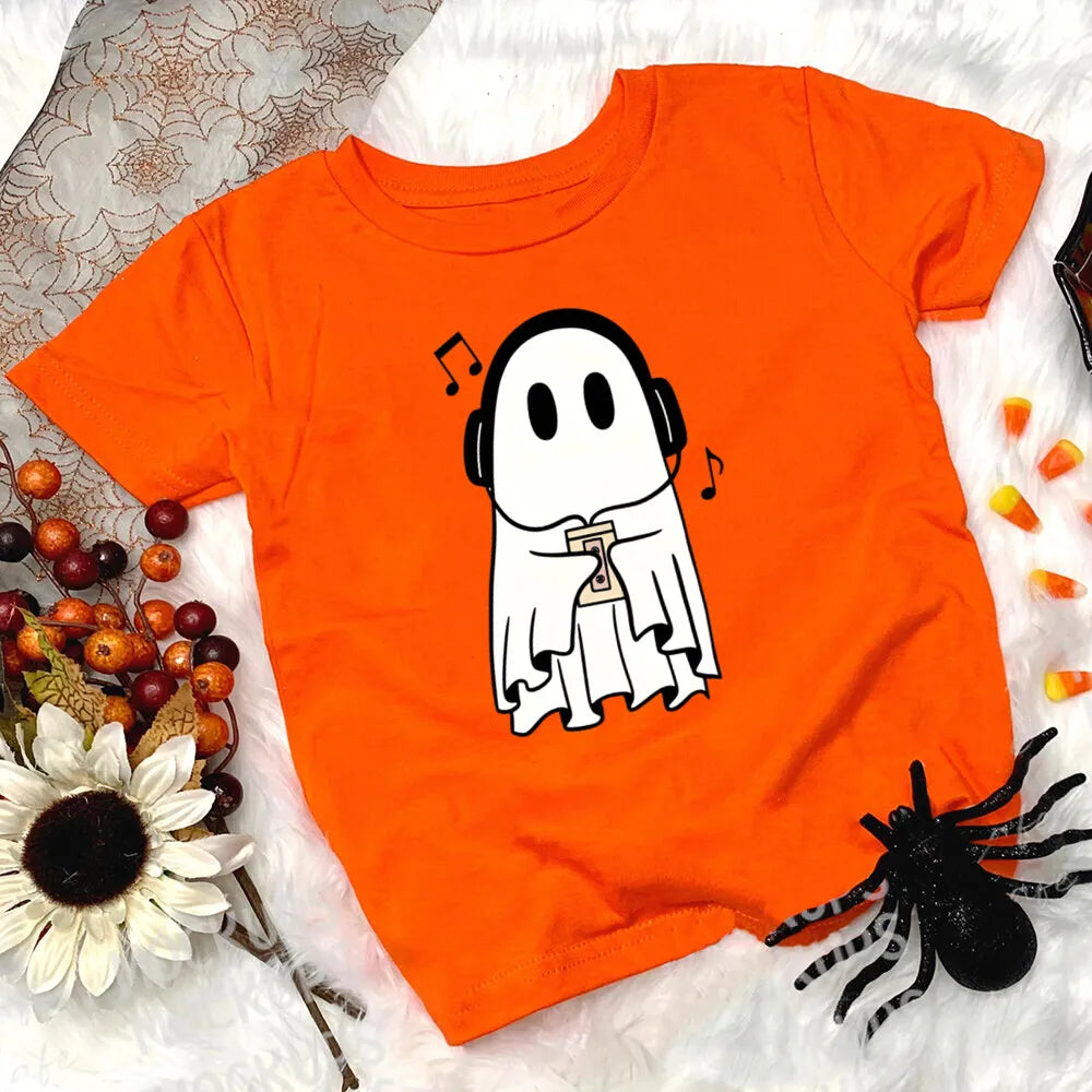 Child Halloween Outfit T-shirt Funny Print Girl Boys T Shirt Fall Festive Shirt Kids Tshirt Clothes Halloween Party Toddler Tops