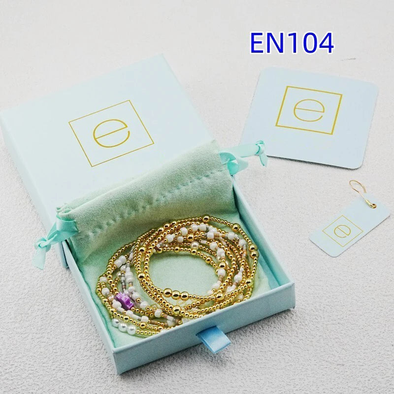 VKVVA Fashion Jewelry Gold-plated Purple Cross Beaded Bracelet set for 9pcs Women Birthday Gifts